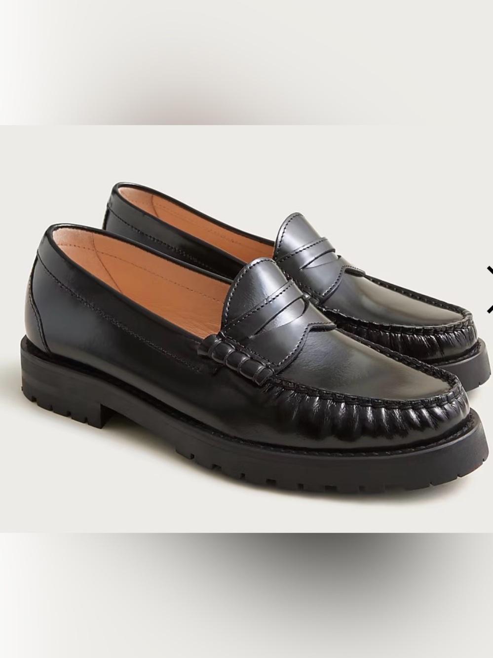 π J Crew New Winona lug-sole penny loafers in Italian spazzolato leather SZ 11